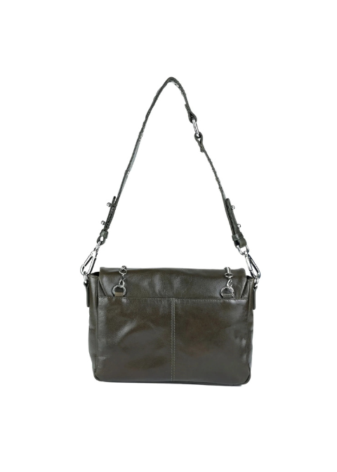 Bolso verde cuero bolsillos