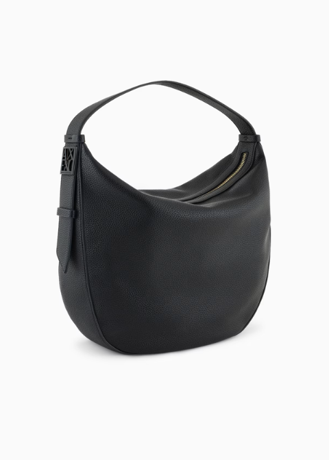 Bolso negro hobo granulado