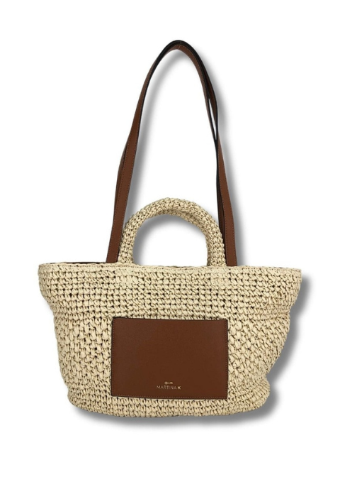 Bolso MARTINA K beige rafia doble asa