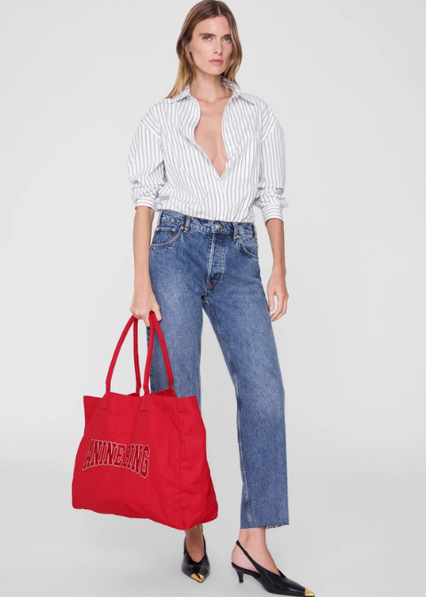 Bolso ANINE BING tote rojo logo