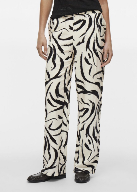 Pantalón VILA beige trazos negros
