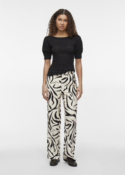 Pantalón VILA beige trazos negros