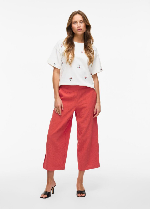 Pantalón VILA rojo culotte