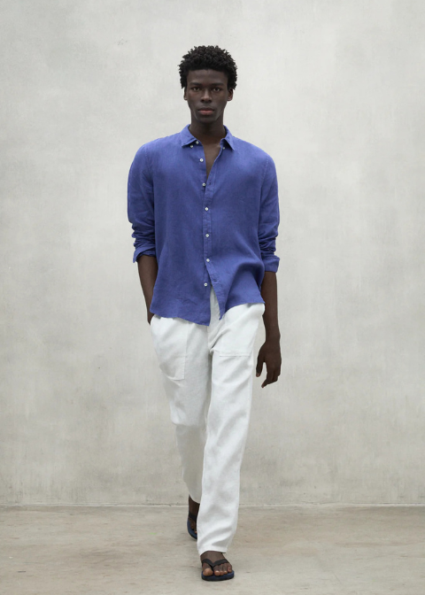 Pantalón blanco lino goma