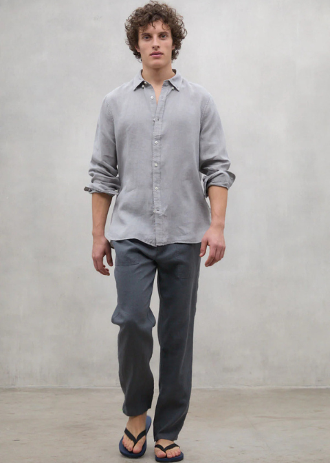 Pantalón gris lino goma