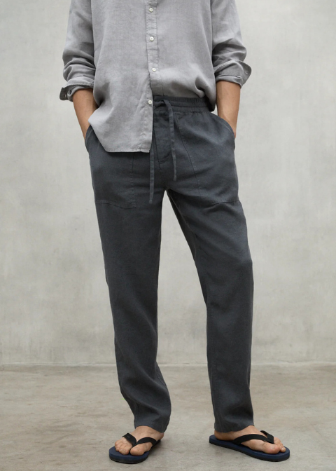 Pantalón gris lino goma