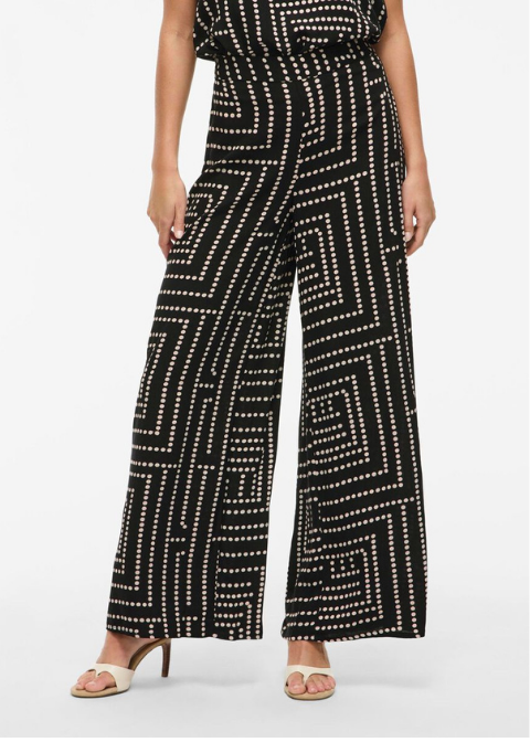 Pantalón VILA negro lunares en beige
