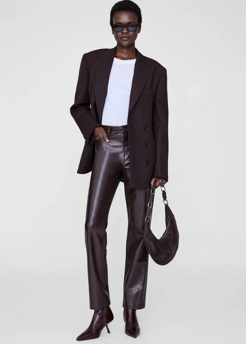 Pantalón Anine Bing marrón piel recto