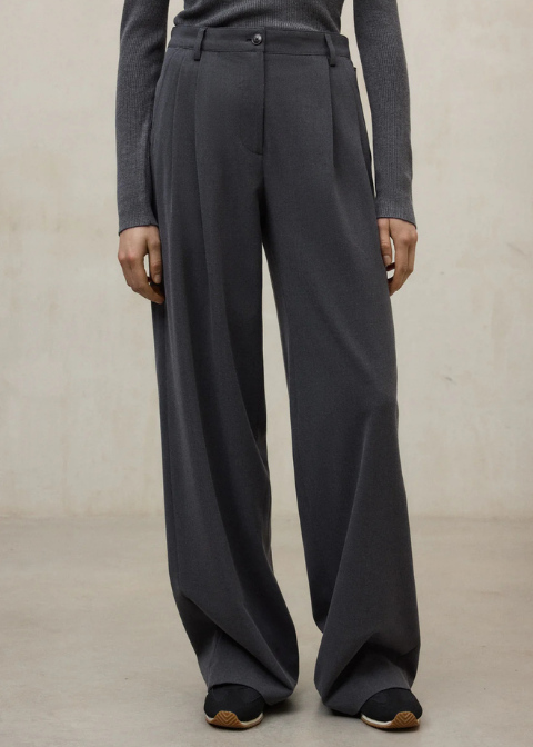 ECLF. Pantalon MIEL gris oscuro ancho recto pinzas C·GR.T·40