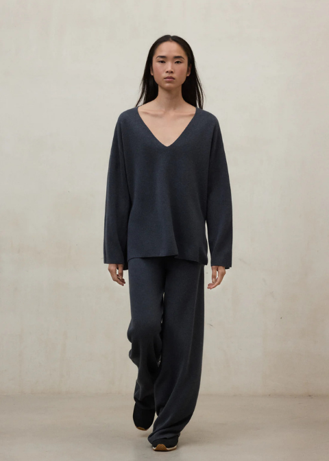 ECLF. Pantalon CABRIL azul verdoso punto recto ancho C·AZ.T·S