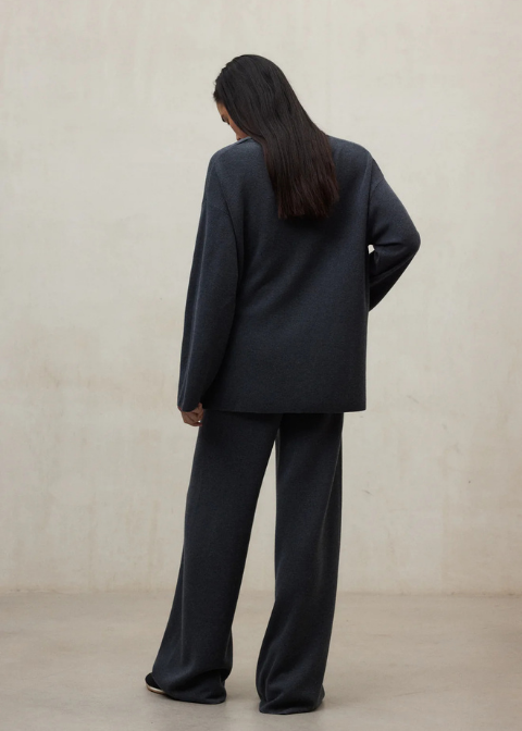 ECLF. Pantalon CABRIL azul verdoso punto recto ancho C·AZ.T·S