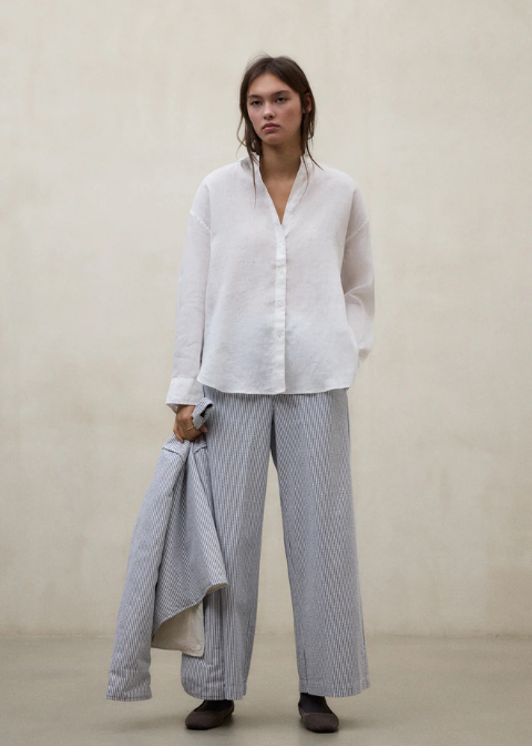 Pantalon ECOALF blanco rayas azules