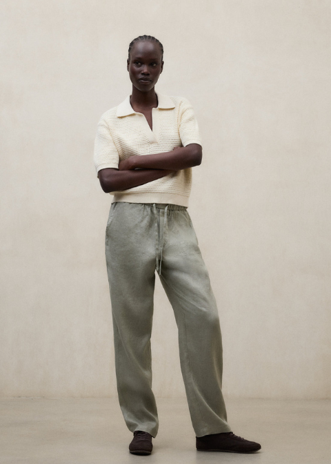 Pantalon ECOALF verde claro lino