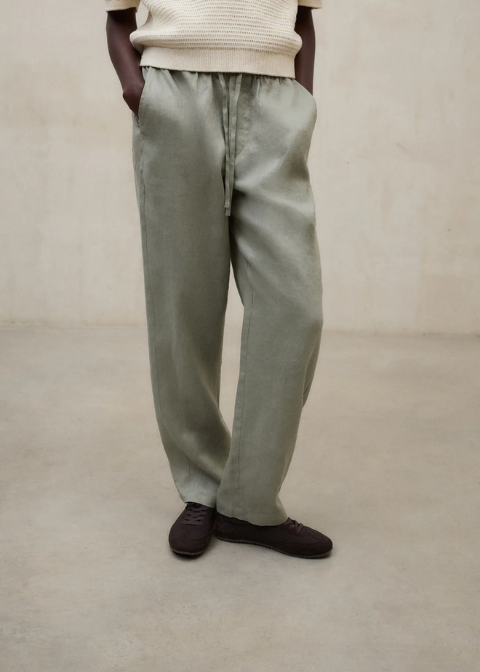 Pantalon ECOALF verde claro lino