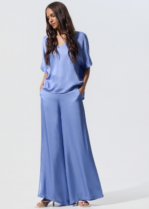 Pantalon BSB azul satinado recto