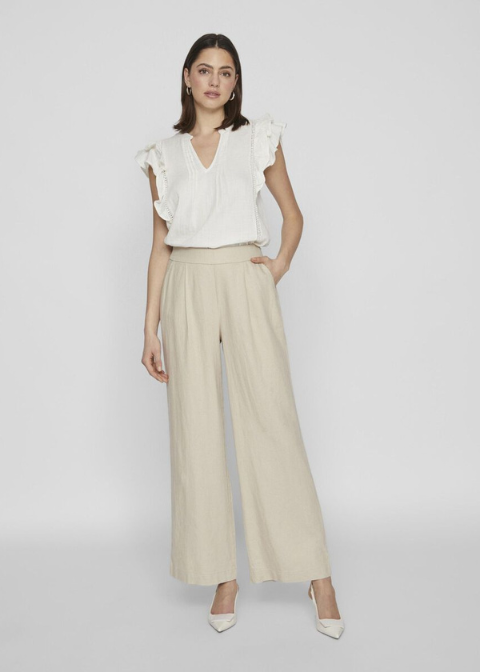 Pantalón VIILA beige lino
