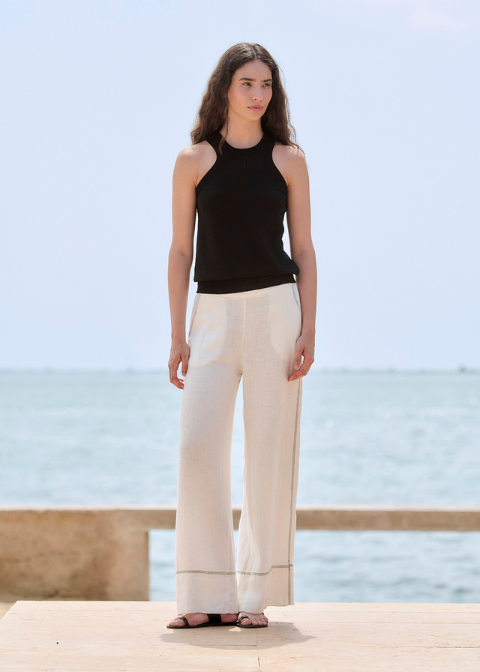 Pantalón SITA MURT  blanco lino ancho