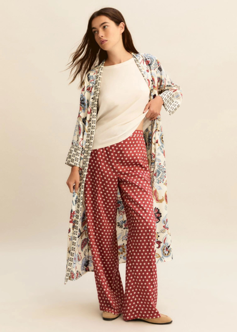 Pantalon EMME MARELLA rojo estampado satinado