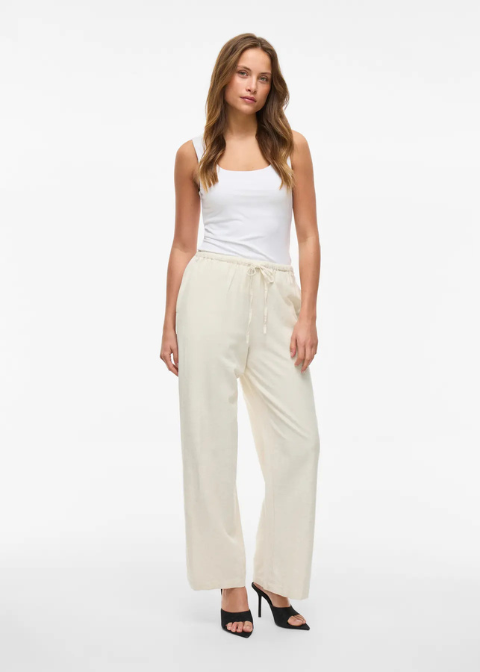 Pantalón VILA beige rayas con goma