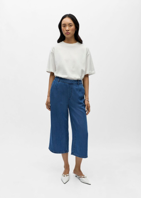 Jeans OBJECT azul cropped ancho