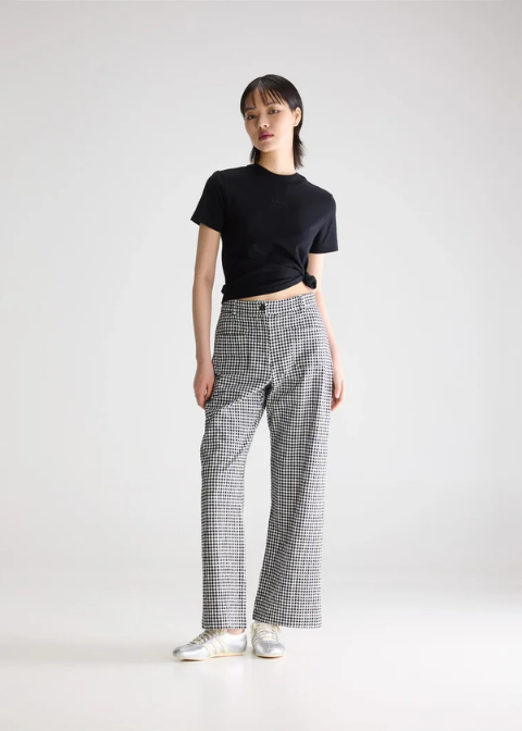 Pantalón BELLEROSE blanco cuadrito vichy