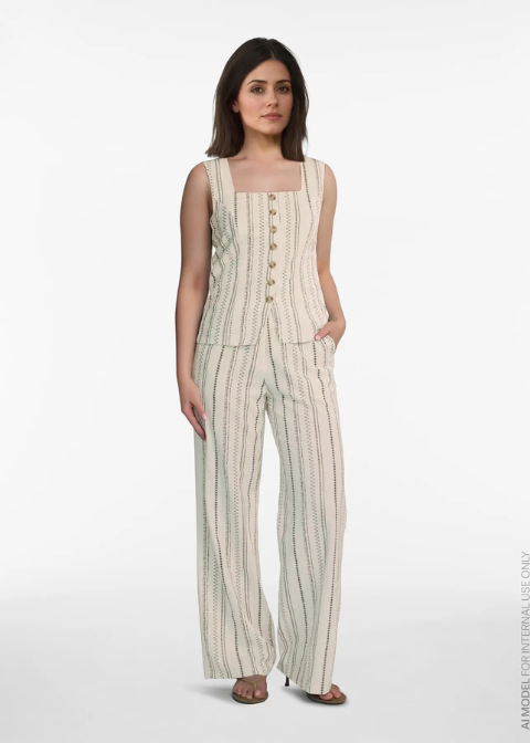 Pantalón VILA beige detalles negros