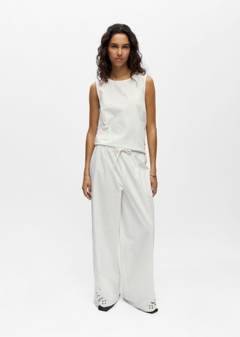Pantalón OBJECT blanco roto blonda