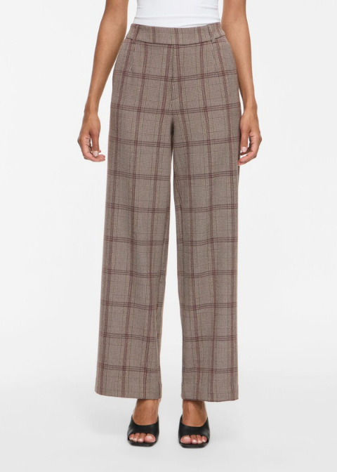 Pantalón VILA ancho de cuadros con cintura alta