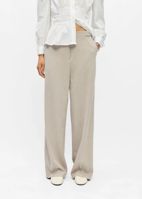 Pantalón OBJECT beige ancho
