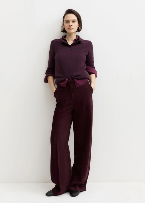 Pantalón EMME MARELLA recto terciopelo burdeos