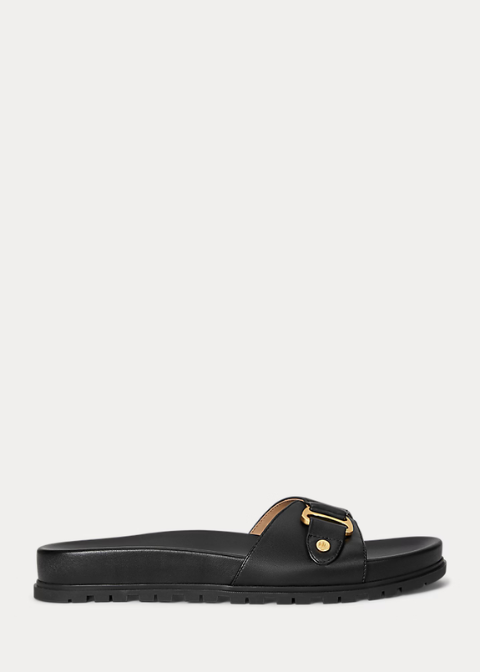 Sandalia RALPH LAUREN negro plana piel