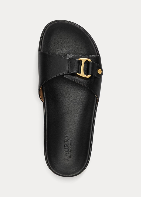 Sandalia RALPH LAUREN negro plana piel