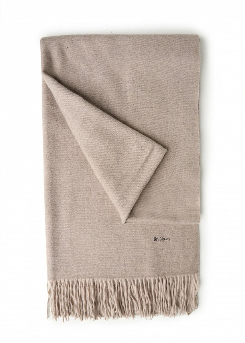 Bufanda BSB de algodón con flecos beige