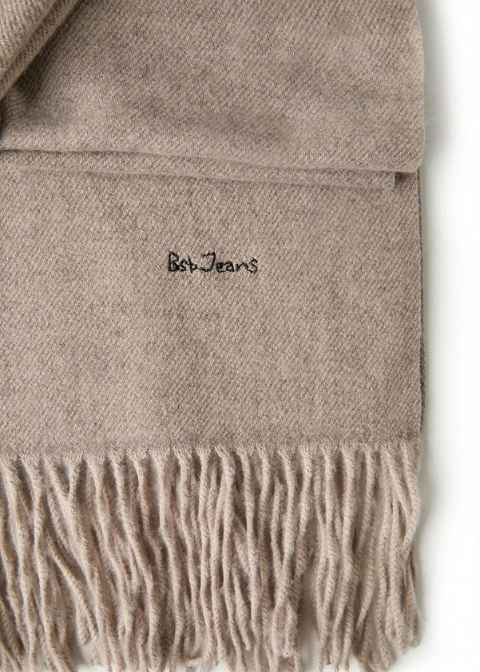 Bufanda BSB de algodón con flecos beige