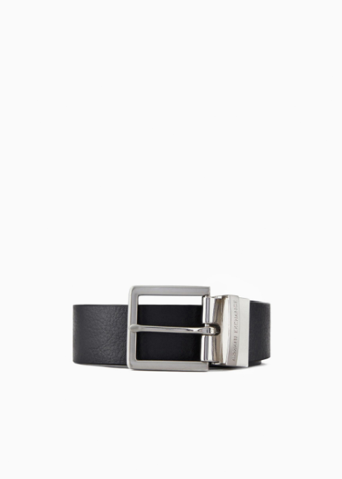 Cinturon ARMANI negro rugoso marrón liso