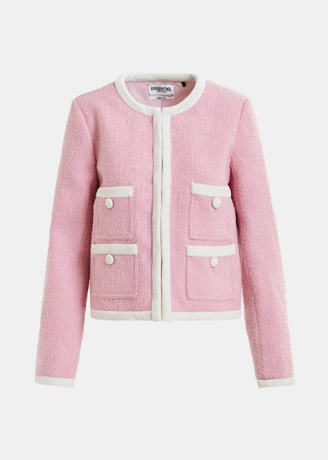 Chaqueta rosa ribete blanco terciopelo