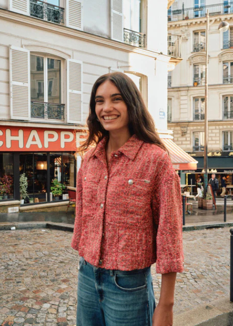 Chaqueta rojo gazpeado