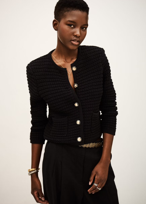 Chaqueta ba&sh negro punto garbanzo