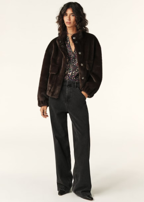 Chaqueta BA&SH marrón chocolate pelo sintético