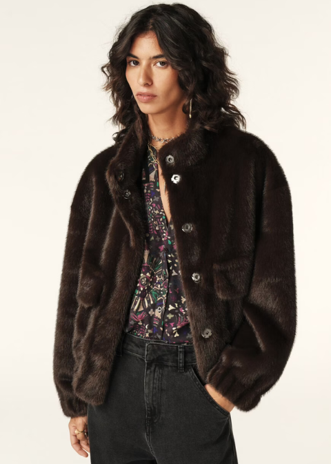Chaqueta BA&SH marrón chocolate pelo sintético