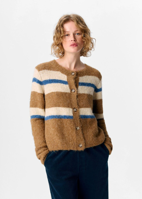 Cardigan OBJECT camel rayas