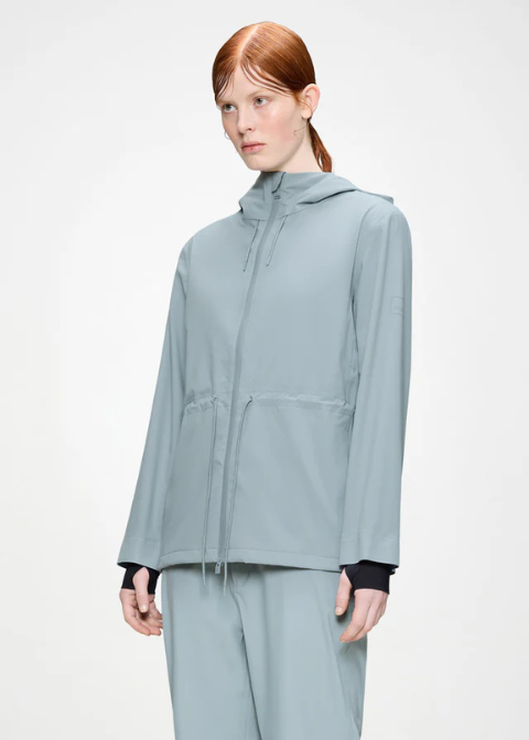 Chaqueta RAINS gris claro frunce cintura
