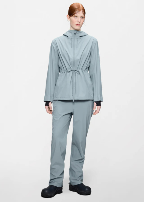 Chaqueta RAINS gris claro frunce cintura