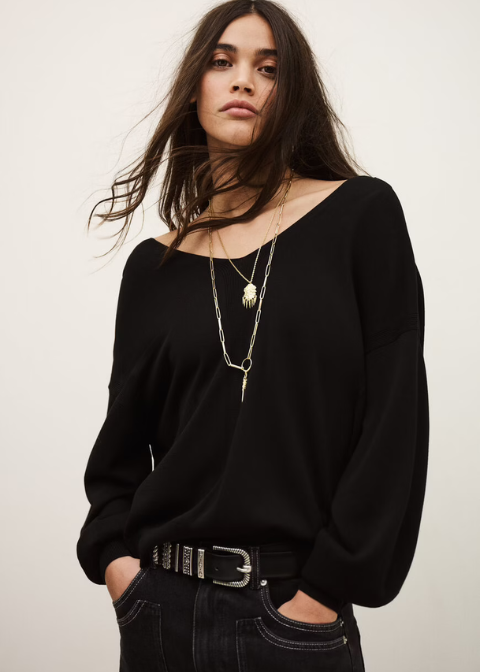 Chaqueta BA&SH negro boton dorado