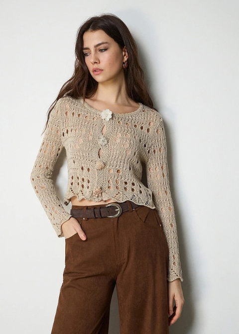 Chaqueta BSB beige calada