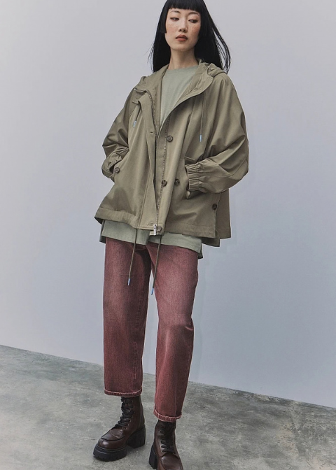 Chaqueta BSB caqui gabardina botones