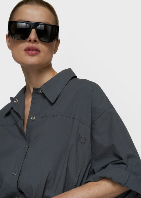 Chaqueta 10DAYS gris cintura elastica