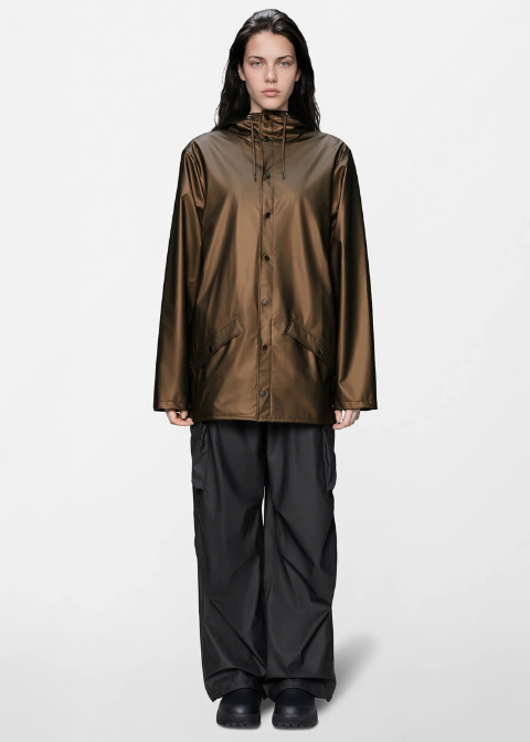 Chaqueta RAINS marrón brillante impermeable