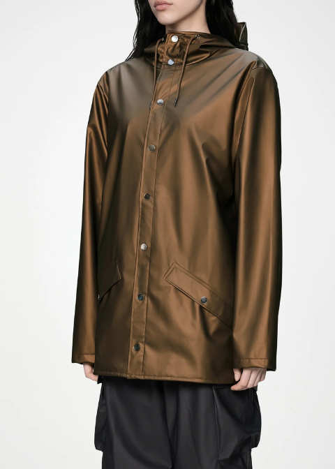 Chaqueta RAINS marrón brillante impermeable