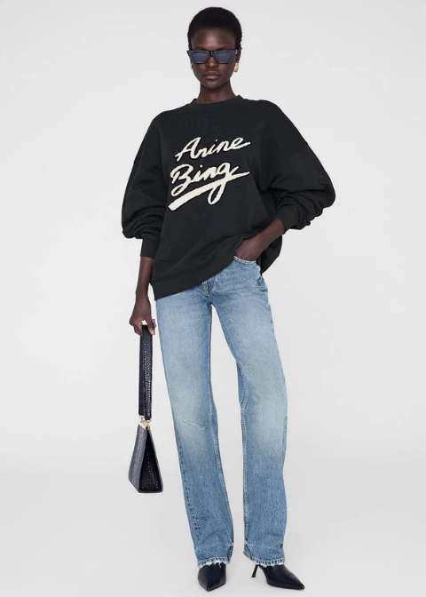 Sudadera ANINE BING negra logo firma